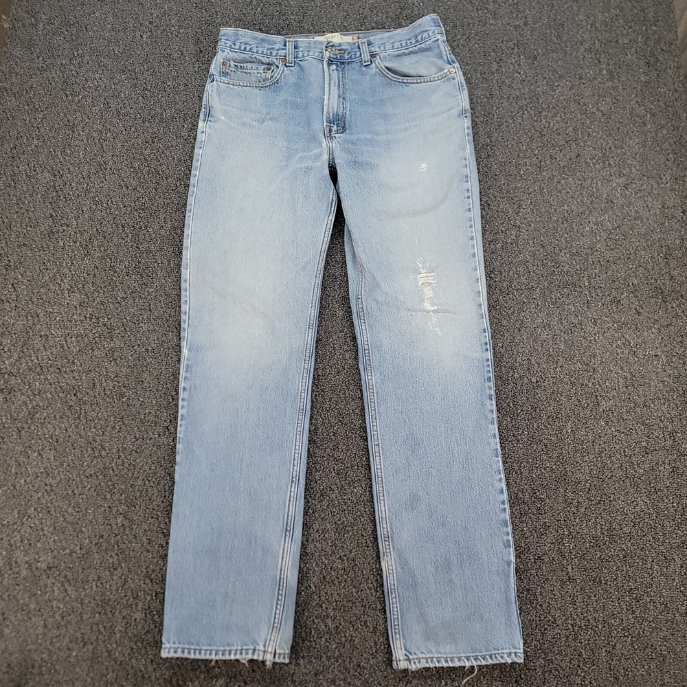 Levis 512 Jeans Mens 36x34 Fits 34x33 Blue Slim Straight Distressed Holes Y2K